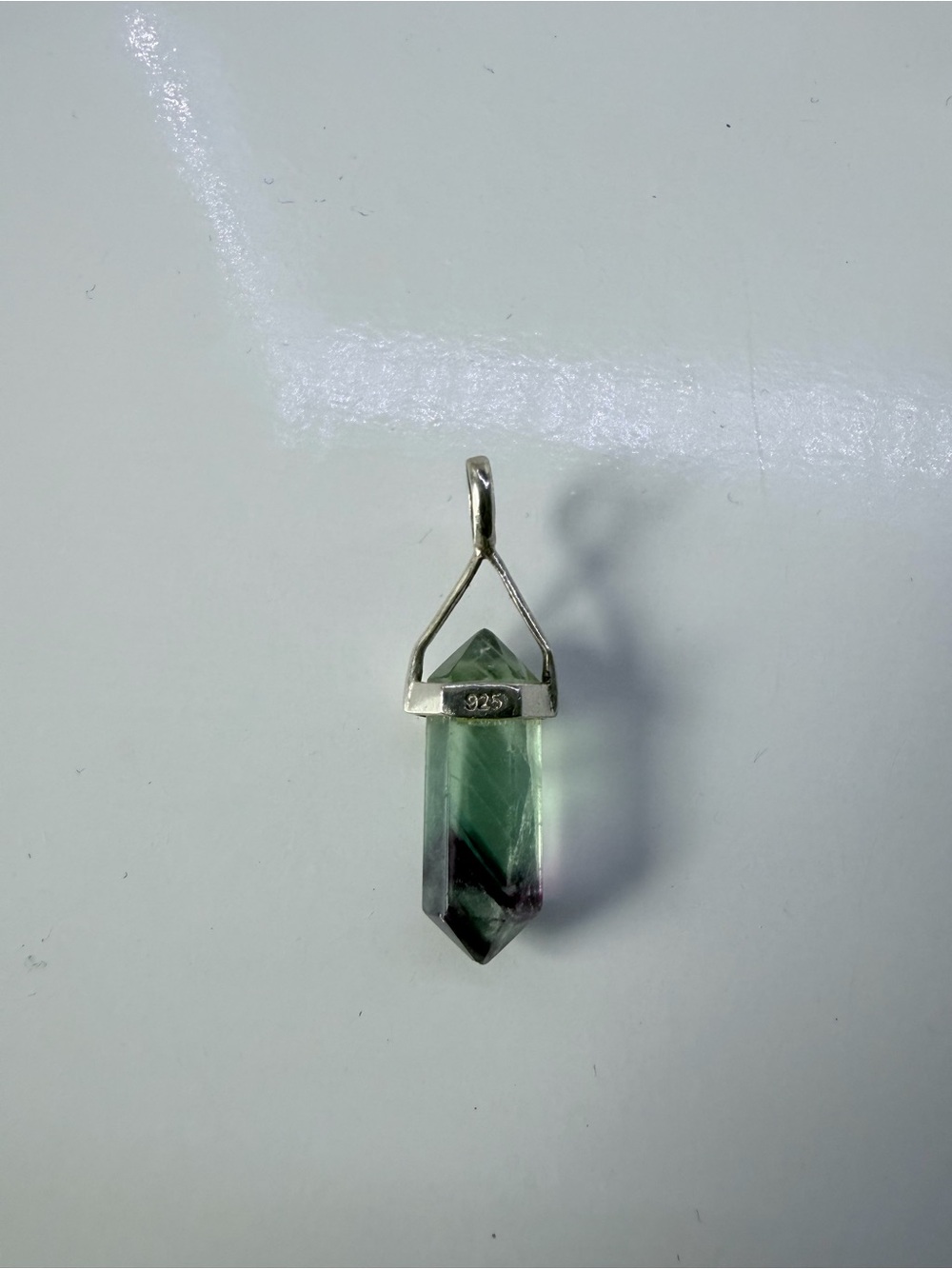 Sterling Silver Green Fluorite Point Pendant